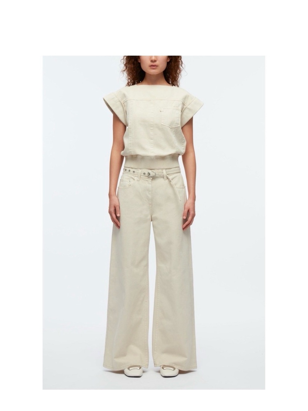 NWT 3.1 Phillip Lim Denim Beige Wide-Leg Jeans